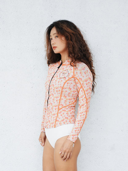 Sunkissed Days Long-sleeve Wetsuit Jacket with Floral Prints