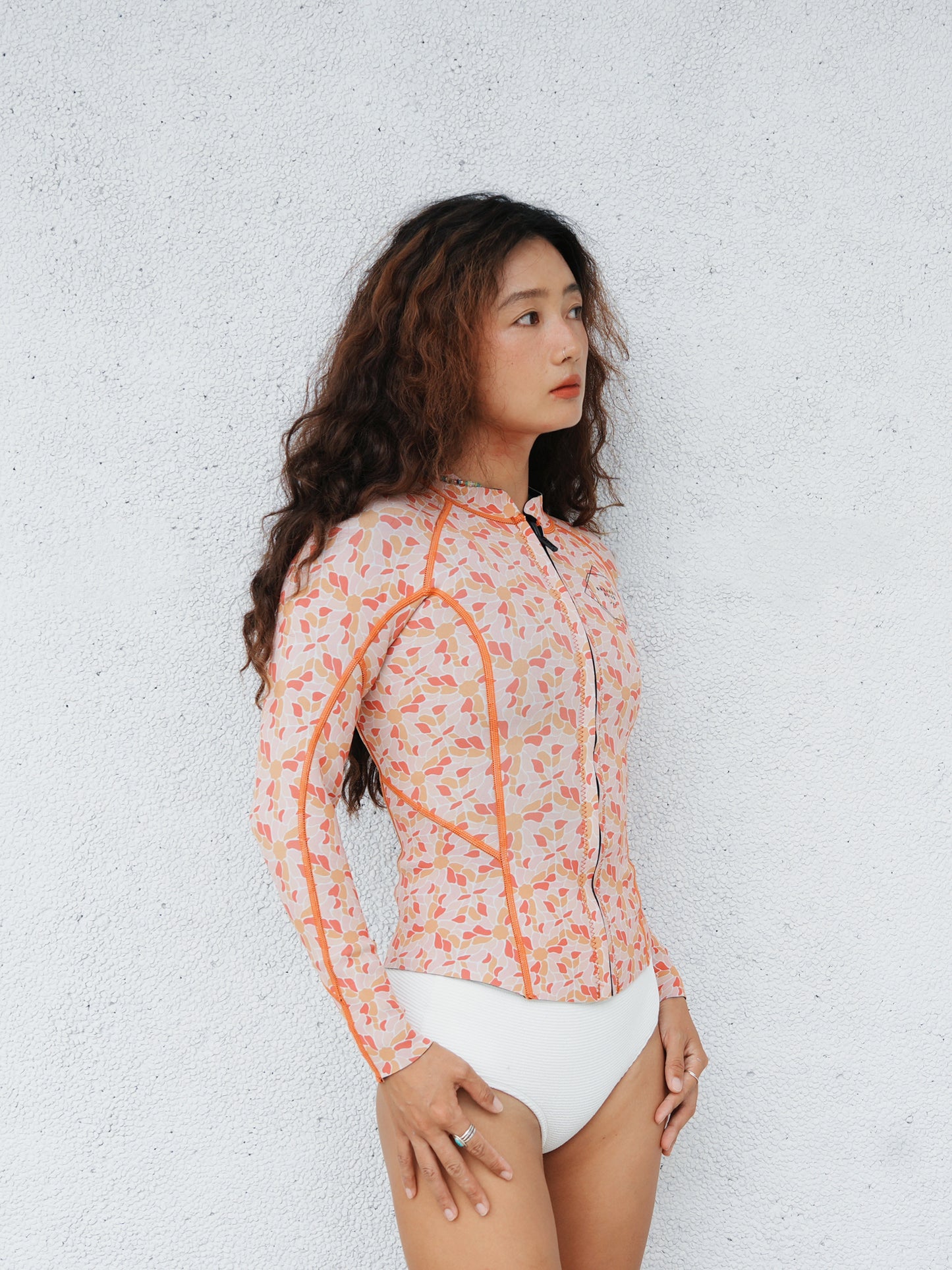 Sunkissed Days Long-sleeve Wetsuit Jacket with Floral Prints