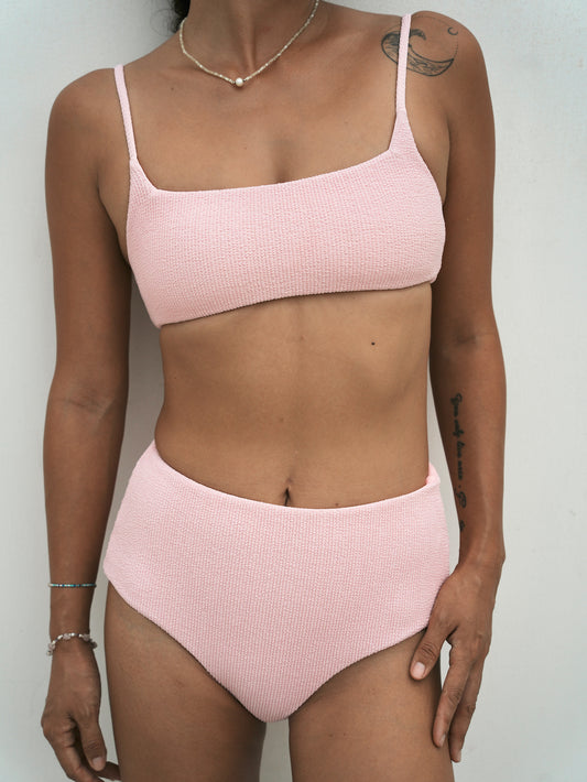 Salt Breeze Pink Textured Bikini Top