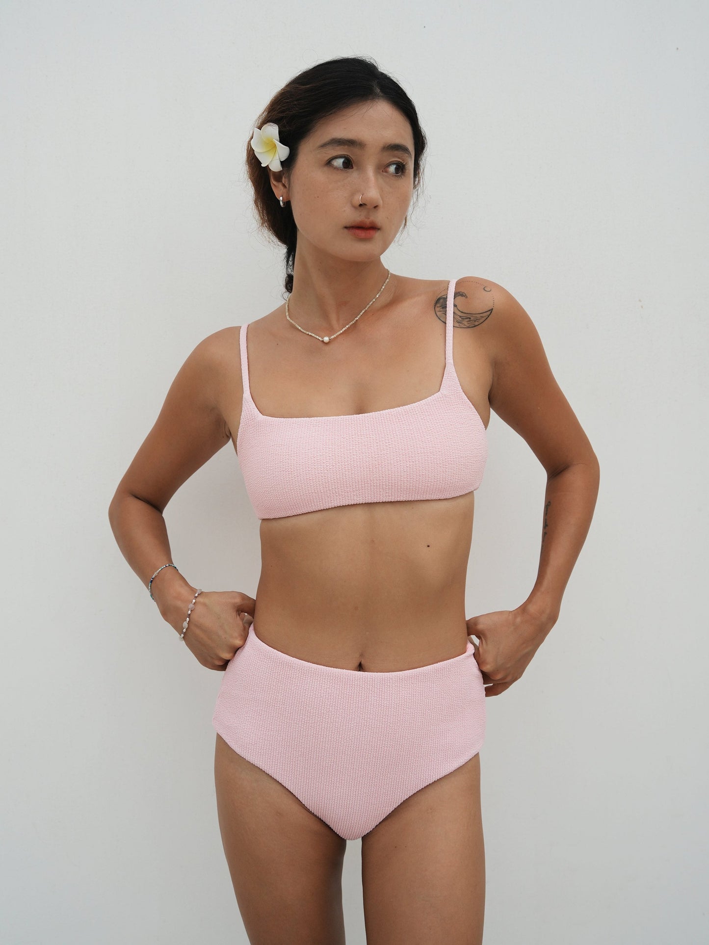 Salt Breeze Pink Textured Bikini Bottom