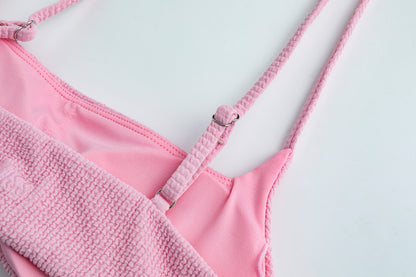 Salt Breeze Pink Textured Bikini Top