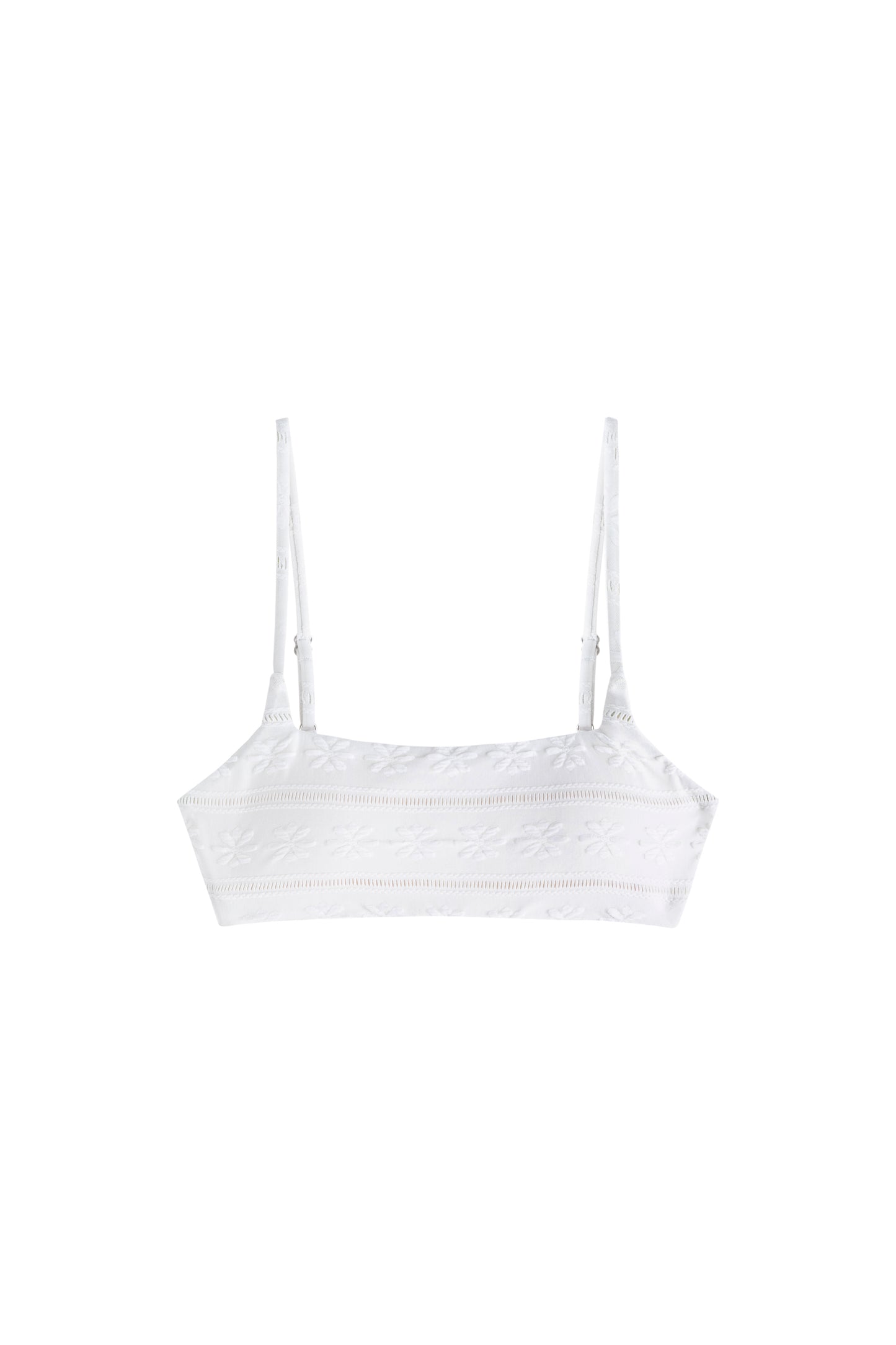 Salt Breeze White Jacquard Bikini Top