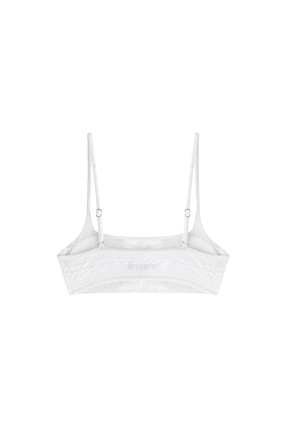 Salt Breeze White Jacquard Bikini Top