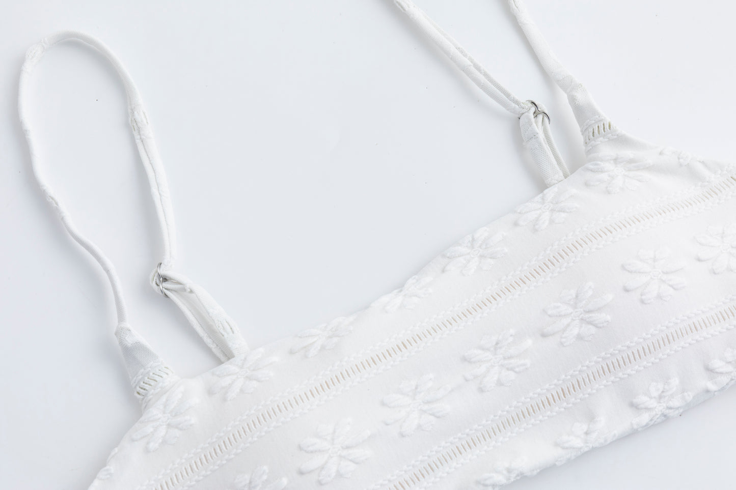 Salt Breeze White Jacquard Bikini Top