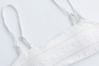 Salt Breeze White Jacquard Bikini Top